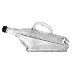 LONDON WINERY Ltd Vintage 1996 Boat in Glass Wicker Basket Wine Bottle w/ Handle